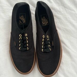 Vans Authentic Black Canvas and Gum Rubber Sneakers